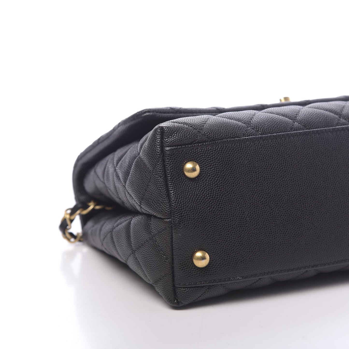 Caviar Lizard Embossed Quilted Small Coco Handle Flap Black