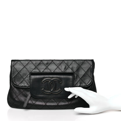 Chanel Lambskin Diamond Stitch Convertible Clutch Black 2 of 9