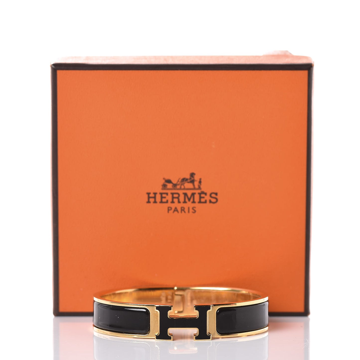 Enamel Narrow Clic Clac H Bracelet PM Black
