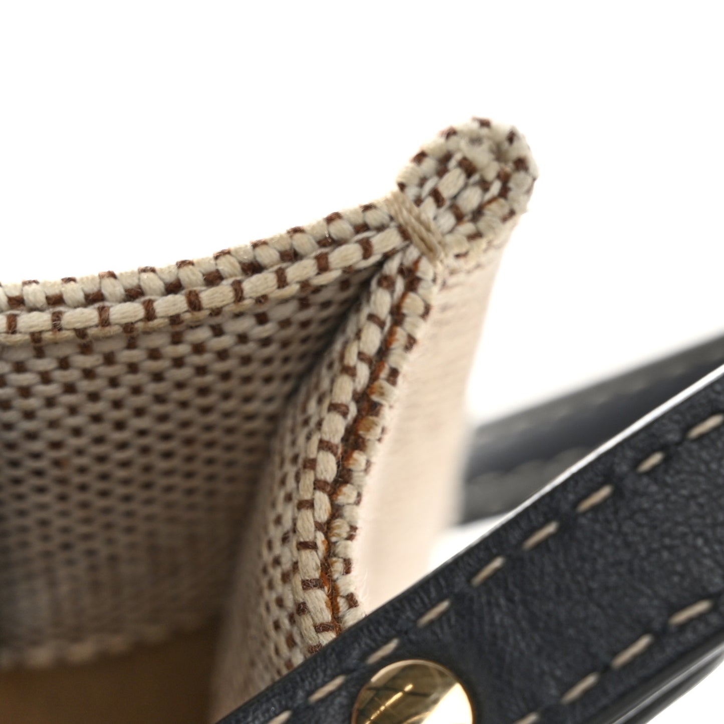 Cotton Calfskin Small Woody Ribbon Tote With Strap Black Blue