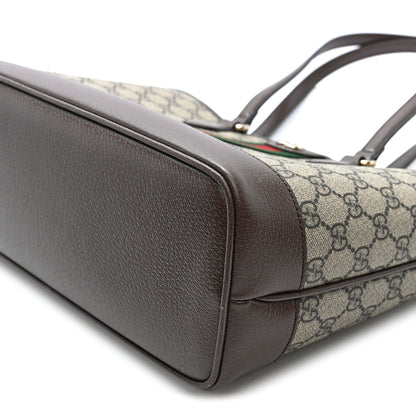Gucci GG Supreme Monogram Textured Calfskin Web Small Ophidia Shoulder Tote Bag Beige Ebony New Acero 9 of 9