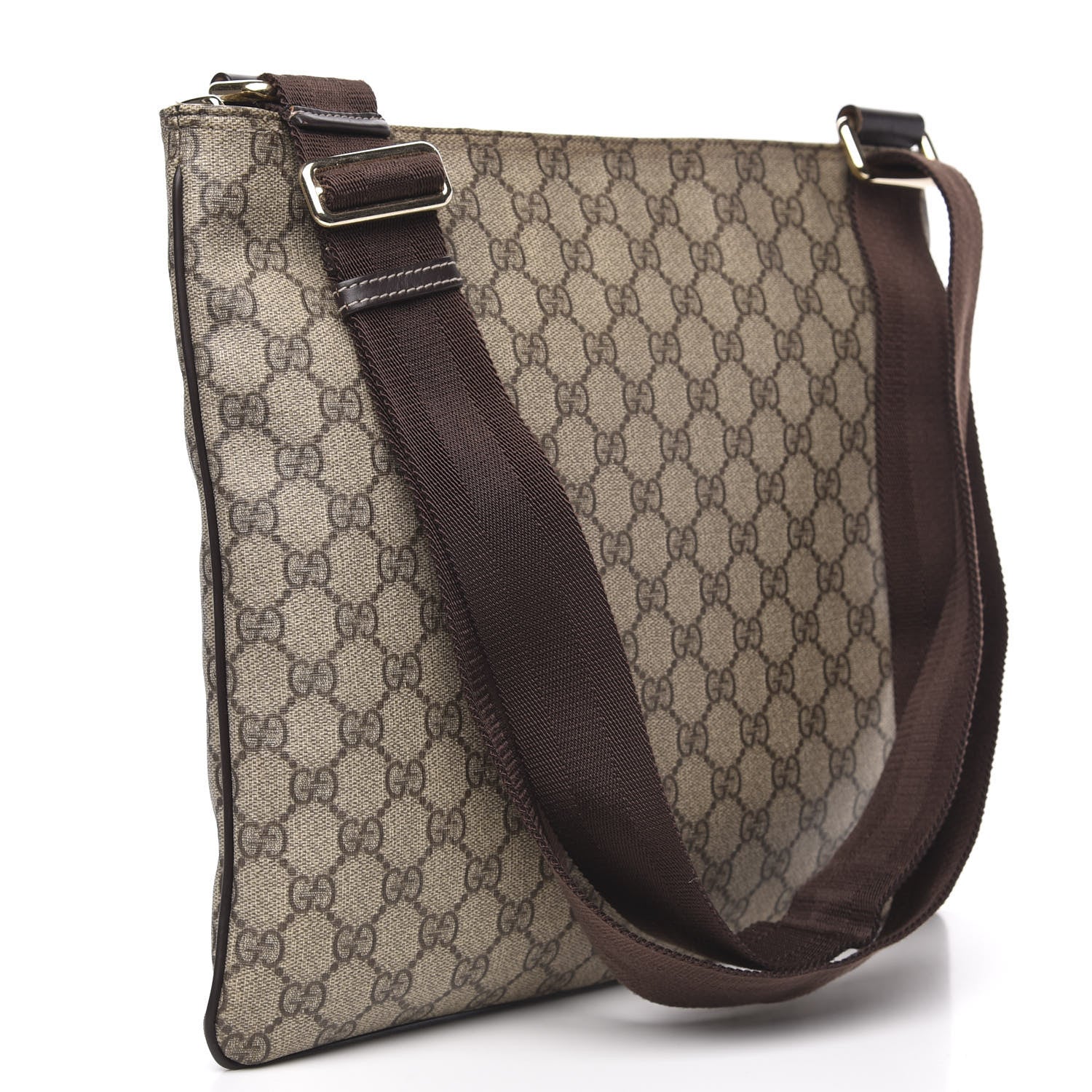 Gucci GG Supreme Monogram Medium Flat Messenger Bag Dark Brown 3 of 14