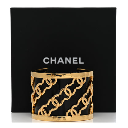 Chanel Resin Metal CC Cuff Bracelet Gold Black 6 of 6
