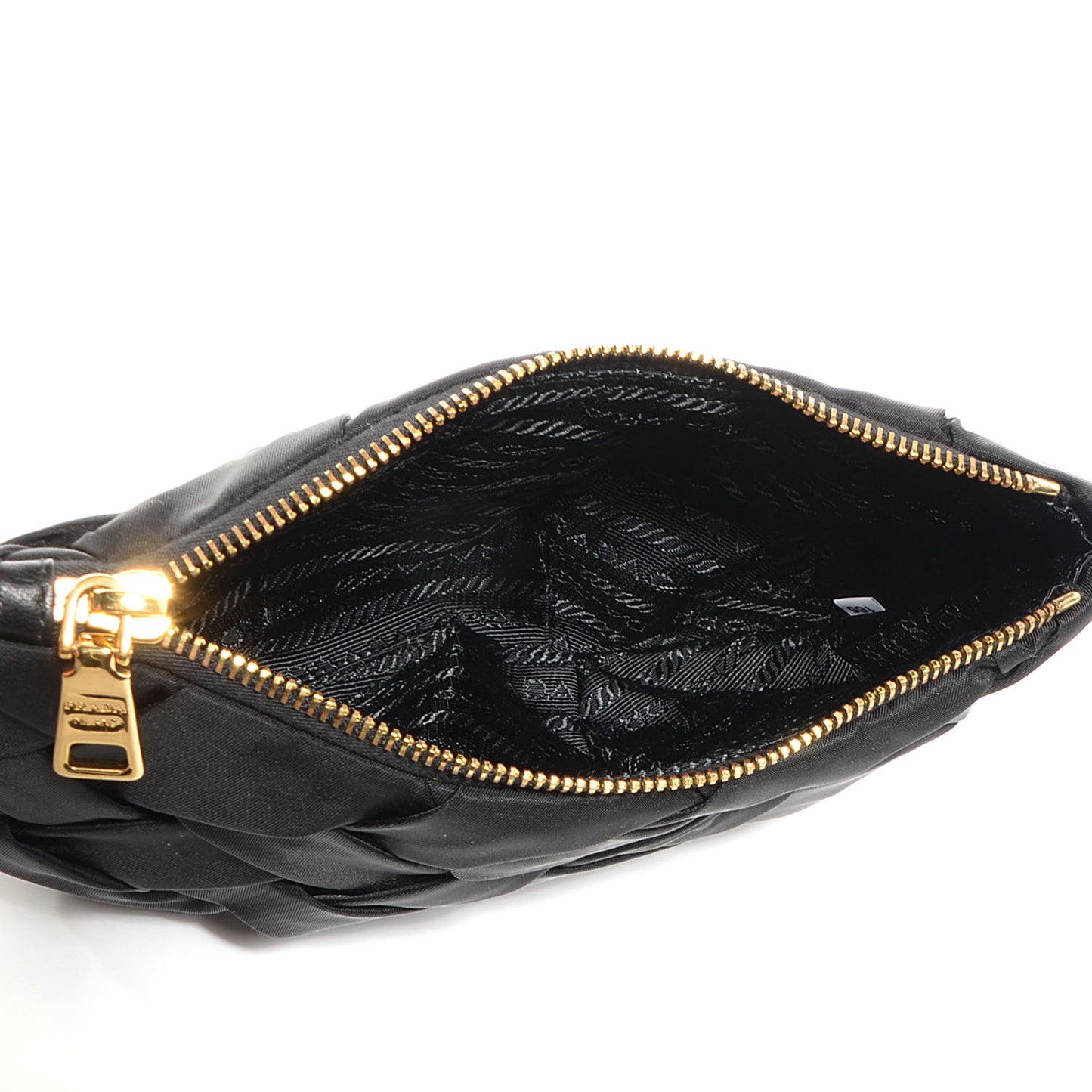 Tessuto Nylon Origami Pleated Clutch Wristlet Nero Black