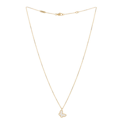 Van Cleef & Arpels 18K Yellow Gold Mother of Pearl Sweet Alhambra Butterfly Pendant Necklace 3 of 6