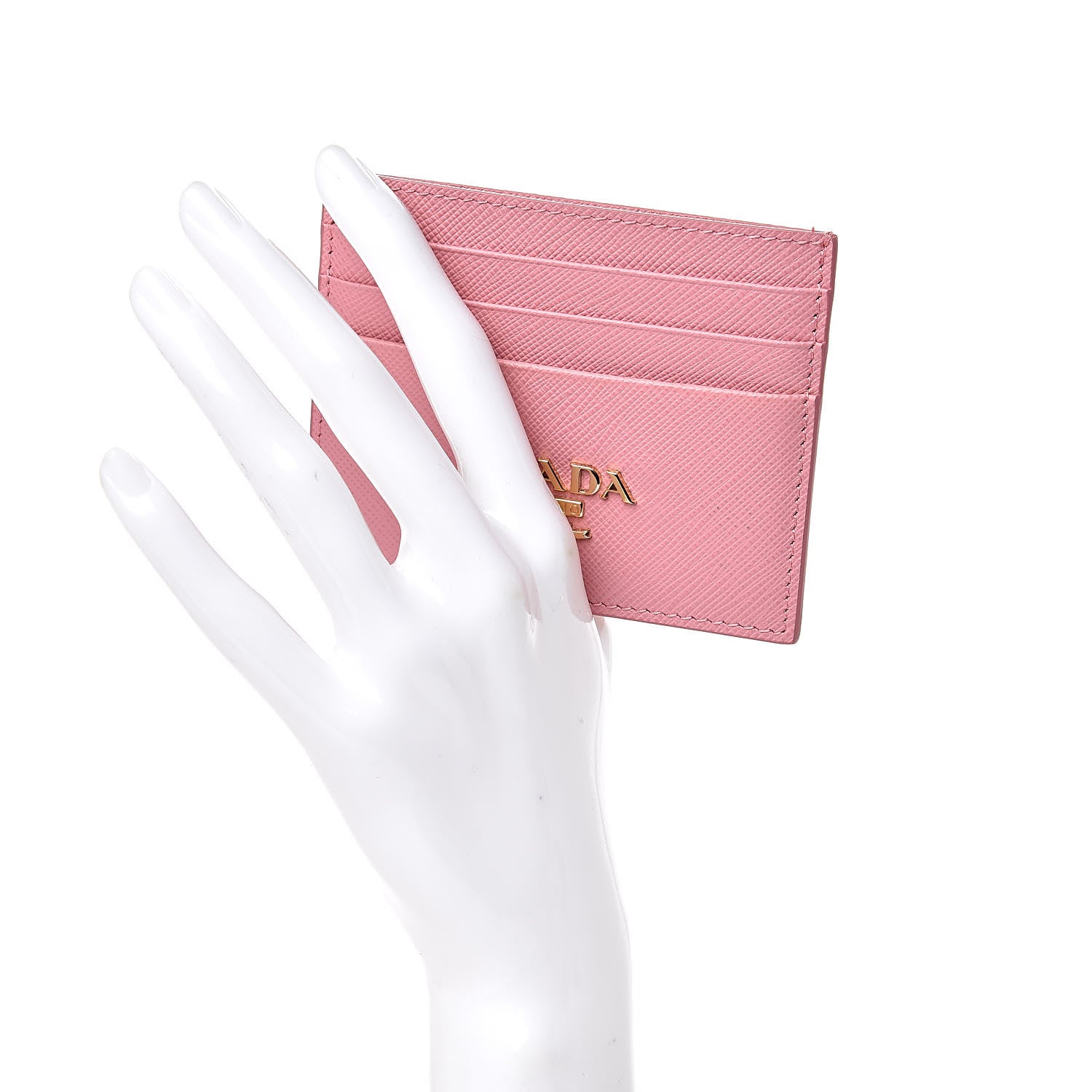 Prada Saffiano Metal Business Card Holder Petalo 2 of 8