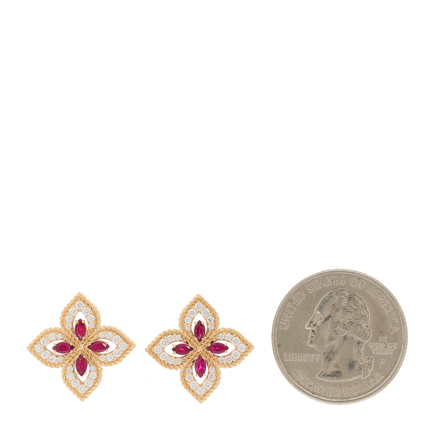 18K Rose Gold Diamond Ruby Venetian Princess Earrings