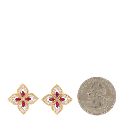 Roberto Coin 18K Rose Gold Diamond Ruby Venetian Princess Earrings 2 of 4