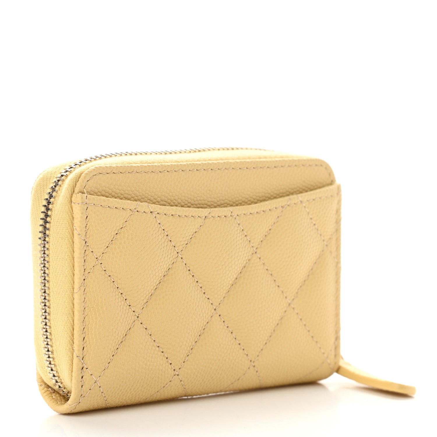 Chanel Caviar Quilted Zip Coin Purse Yellow 3 of 8