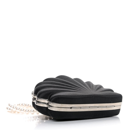 Balenciaga Satin Pearl Shell Clutch Bag Black 3 of 4