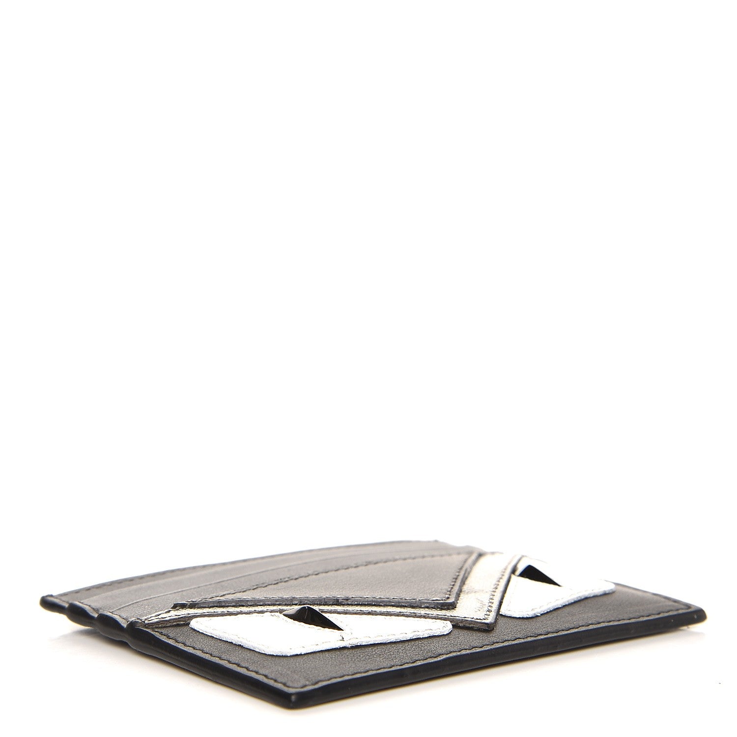 Fendi Vitello Century Elite Monster Eyes Card Holder Asfalto Graphite 4 of 6