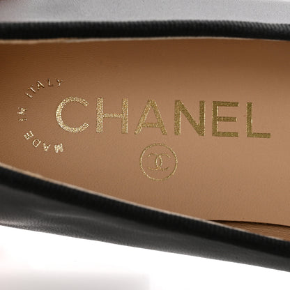 Chanel Lambskin Patent Cap Toe CC Ballerina Flats 37 Black 7 of 12