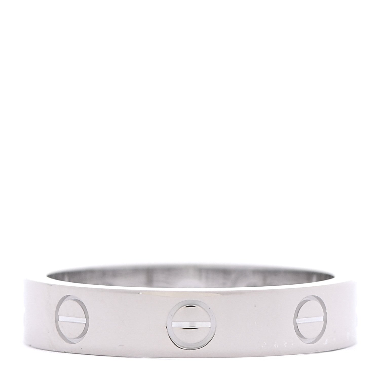 Cartier 18K White Gold Diamond 4mm LOVE Wedding Band Ring 54 6.75 3 of 5