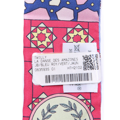 Hermes Silk La Danse Des Amazones Twilly Bleu Roy Vert Jaune 3 of 4