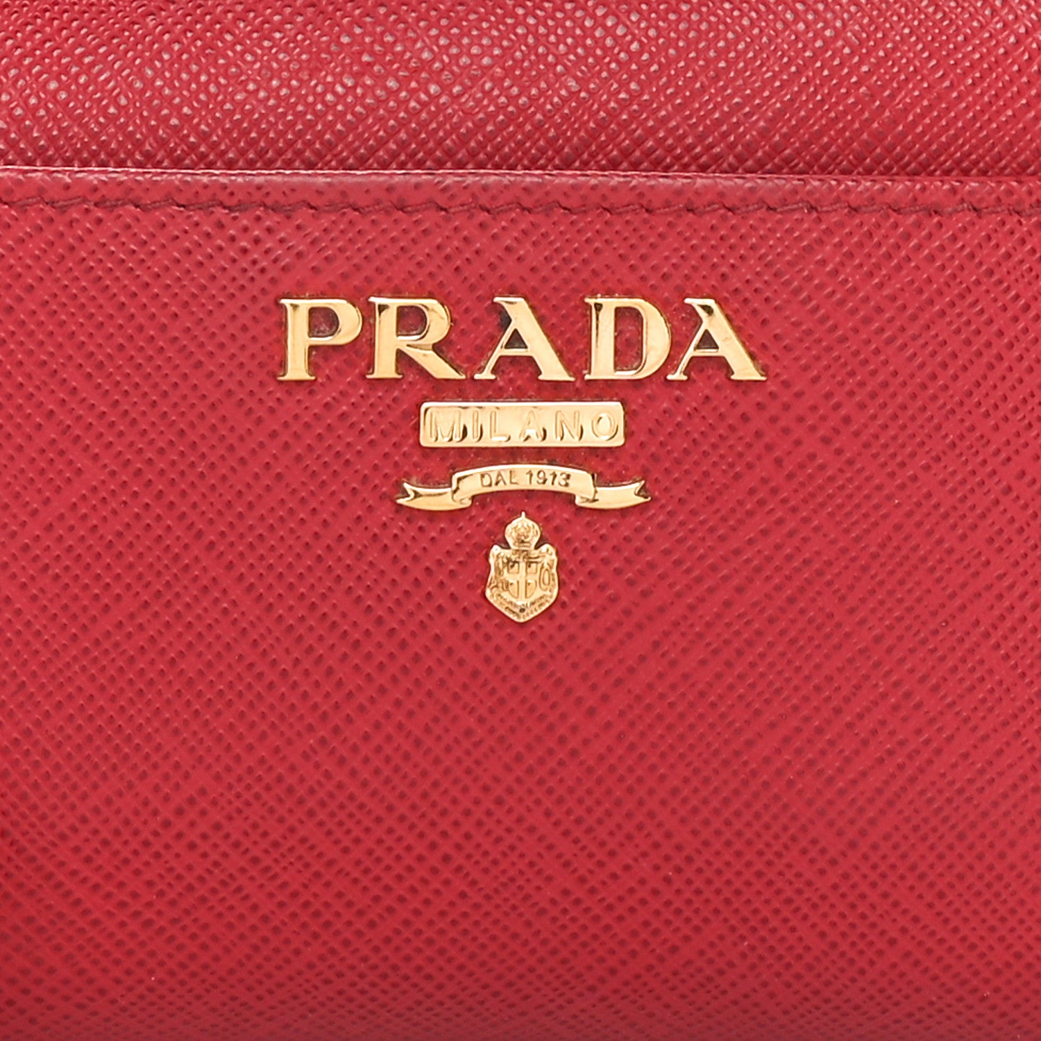 Prada Saffiano Metal Zip Around Keychain Fuoco 7 of 9
