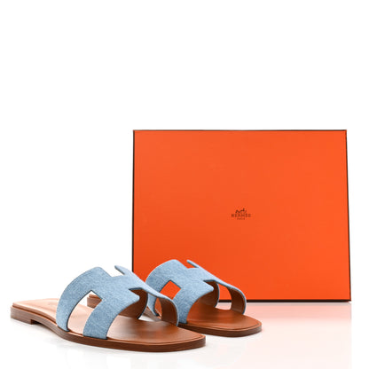 Hermes Denim Canvas Oran Sandals 41 Bleu Clair 8 of 8