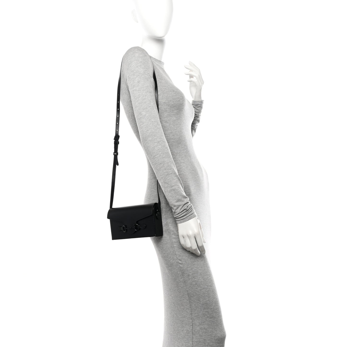 Azalea Calfskin Monochrome Mini Horsebit 1955 Shoulder Bag Black