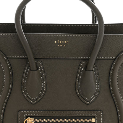 Celine Drummed Calfskin Micro Luggage Souris 8 of 10