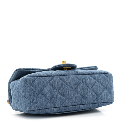 Chanel Denim Quilted Mini Pearl Crush Rectangular Flap Blue 4 of 14