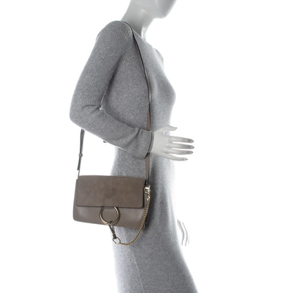 Chloe Suede Calfskin Small Faye Shoulder Bag Motty Grey 2 of 7