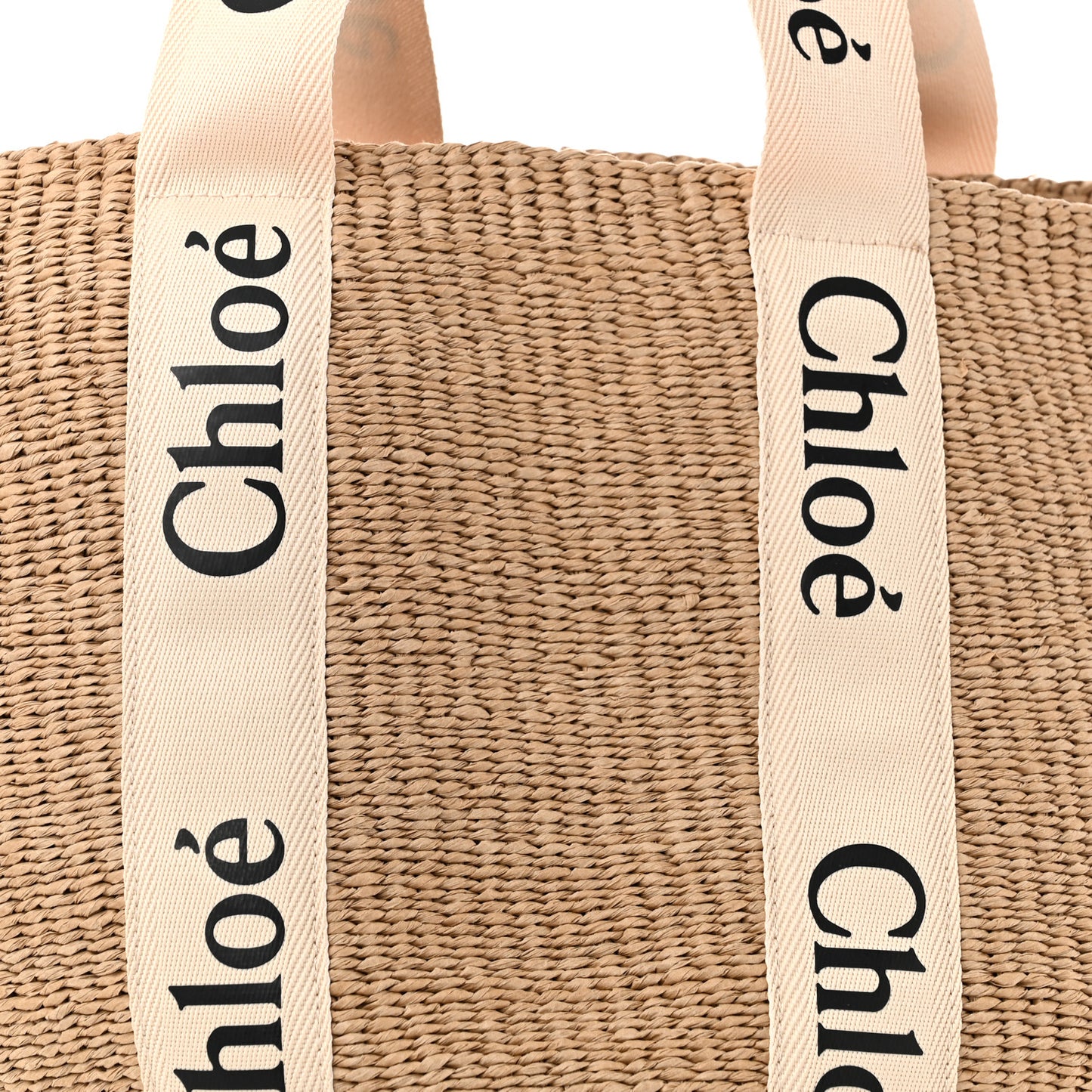 Raffia Large Woody Basket Bag White