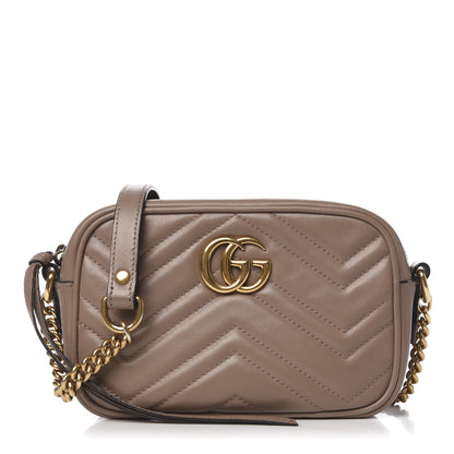 Gucci Calfskin Matelasse Mini GG Marmont Chain Shoulder Bag Porcelain Rose 1 of 9
