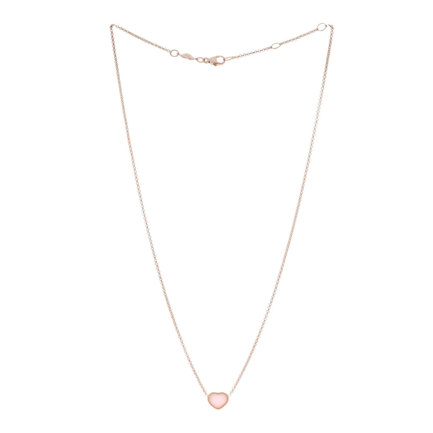 18K Rose Gold Pink Opal My Happy Hearts Pendant Necklace