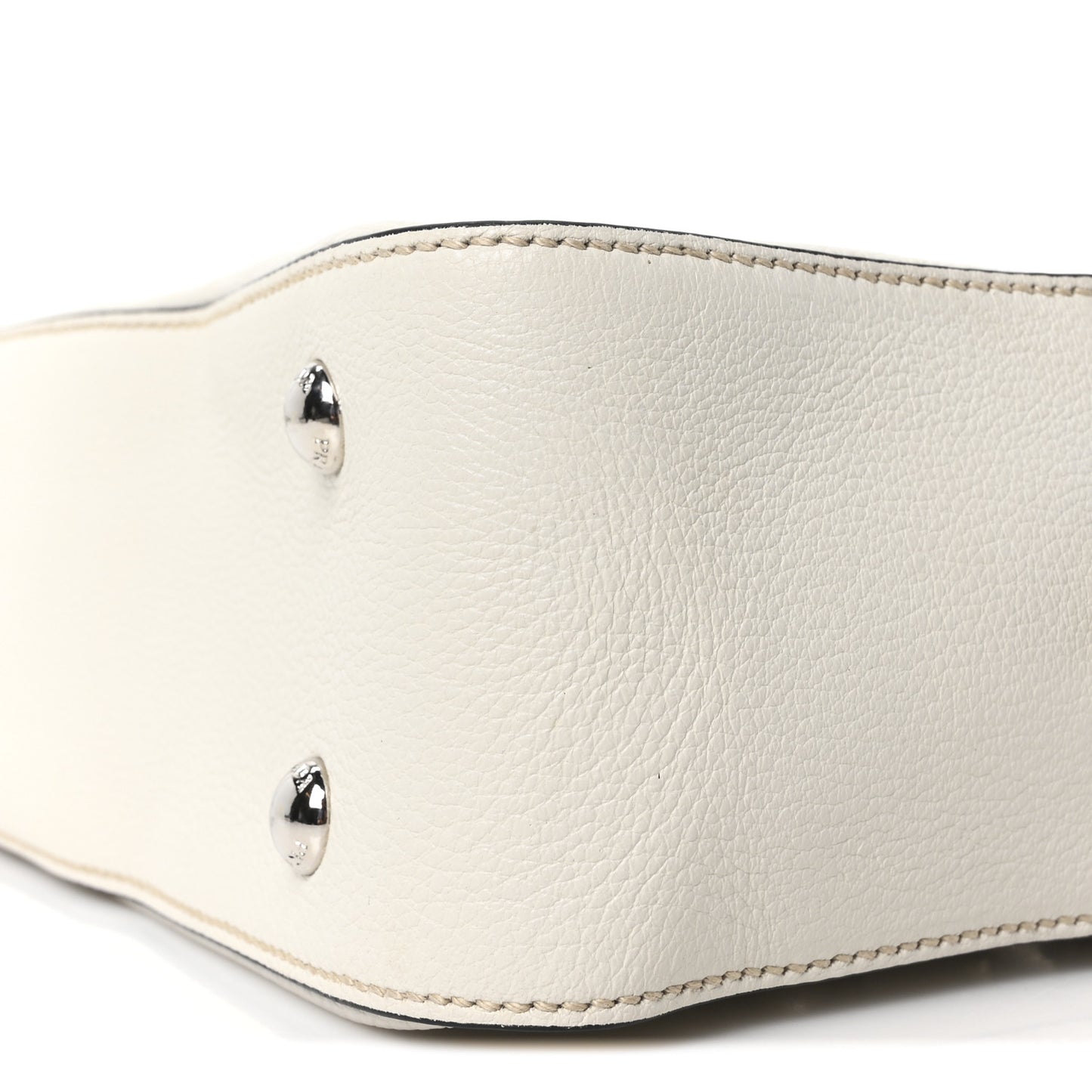 Vitello Daino Grommet Chain Satchel Bag White