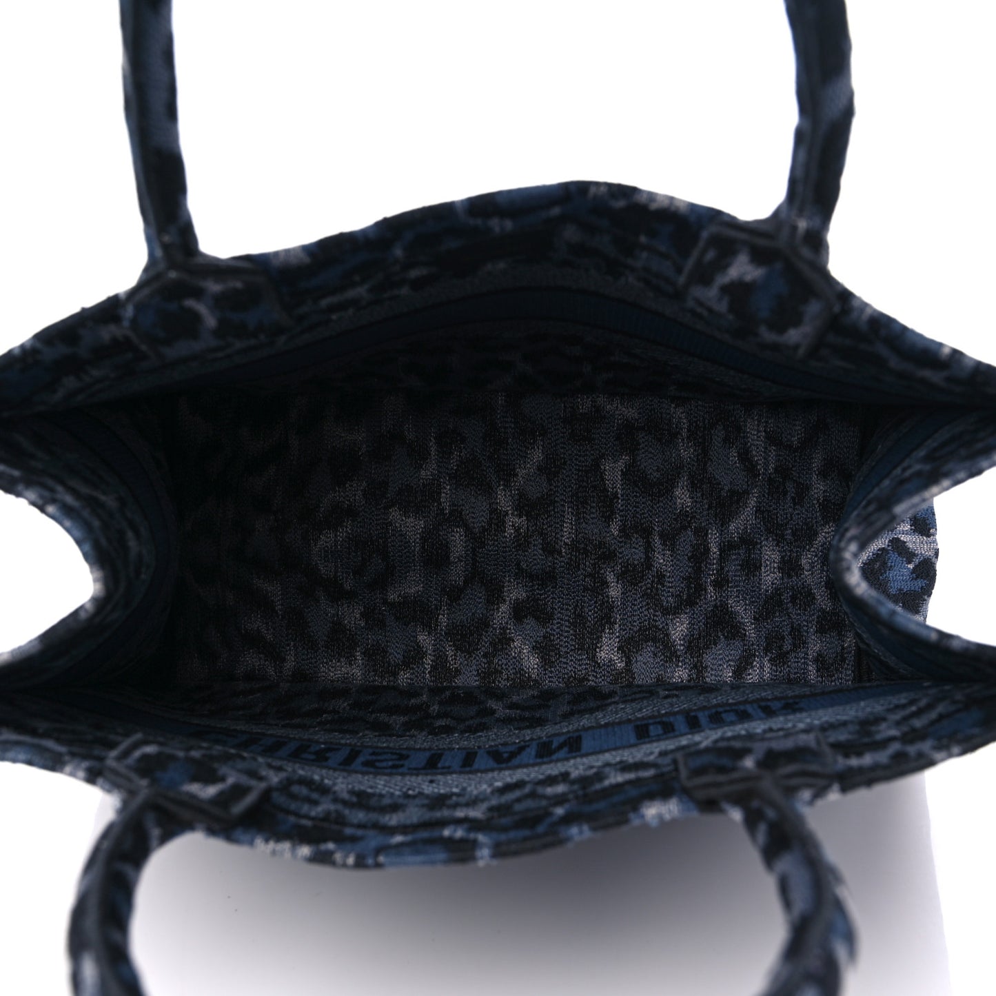 Canvas Mizza Embroidered Medium Leopard Book Tote Blue