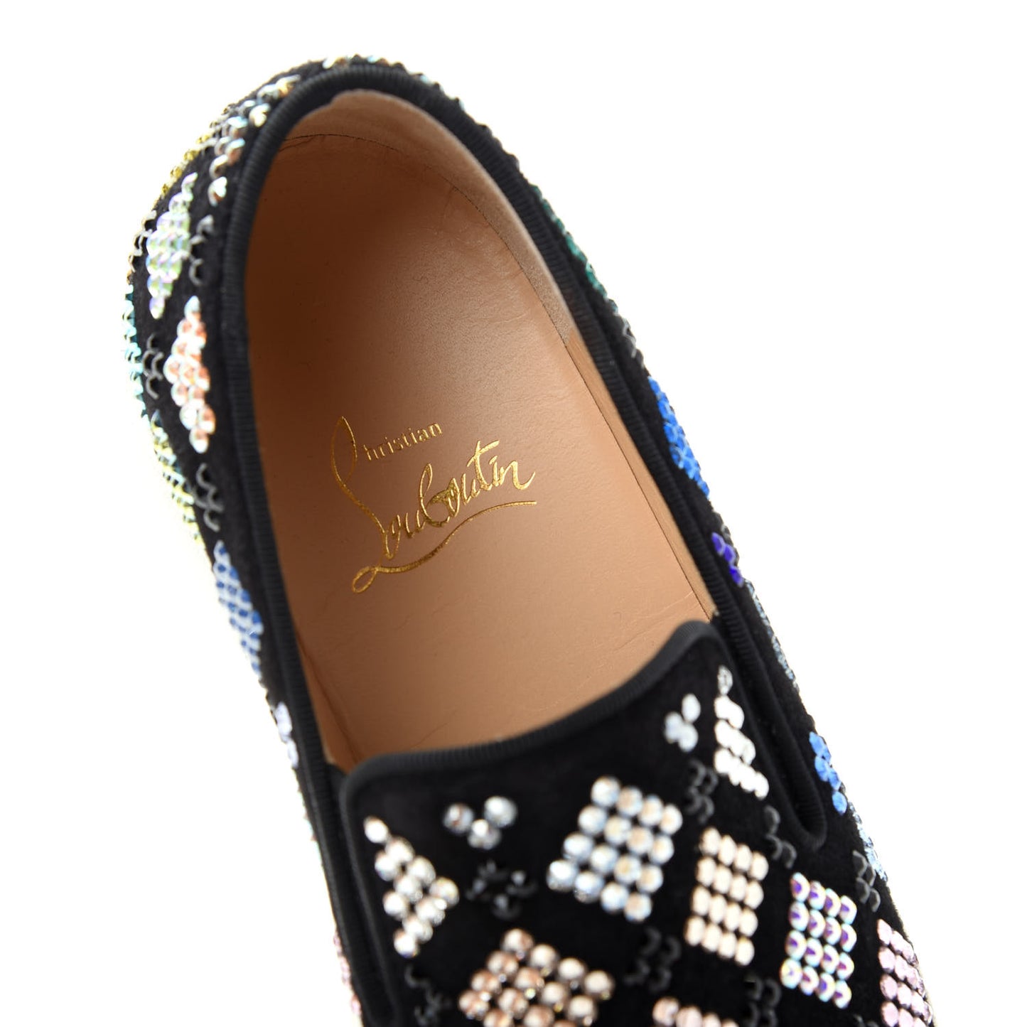 Veau Velours Crystal Womens Pik Boat Sneakers 36 Black Multicolor