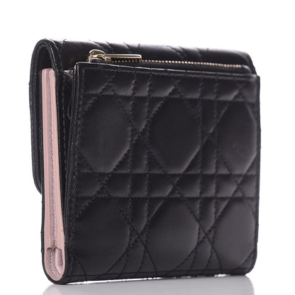 Christian Dior Lambskin Cannage Miss Dior Promenade Compact Wallet Black 3 of 7