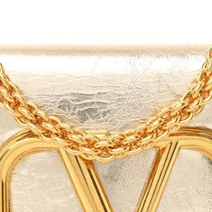Valentino Garavani Metallic Crackle Effect Calfskin Vlogo Small Loco Shoulder Bag Platino 8 of 11