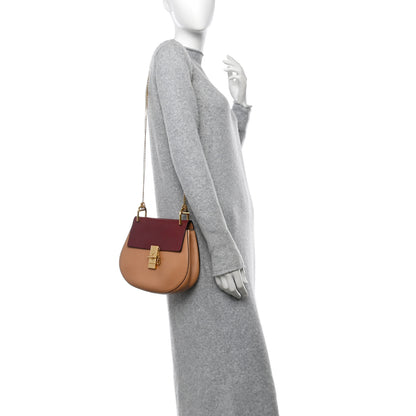 Chloe Grained Calfskin Lambskin Bi-Color Drew Shoulder Bag Beige Red 2 of 11