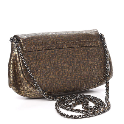 Chanel Metallic Caviar Half Moon Wallet On Chain WOC Bronze 3 of 12