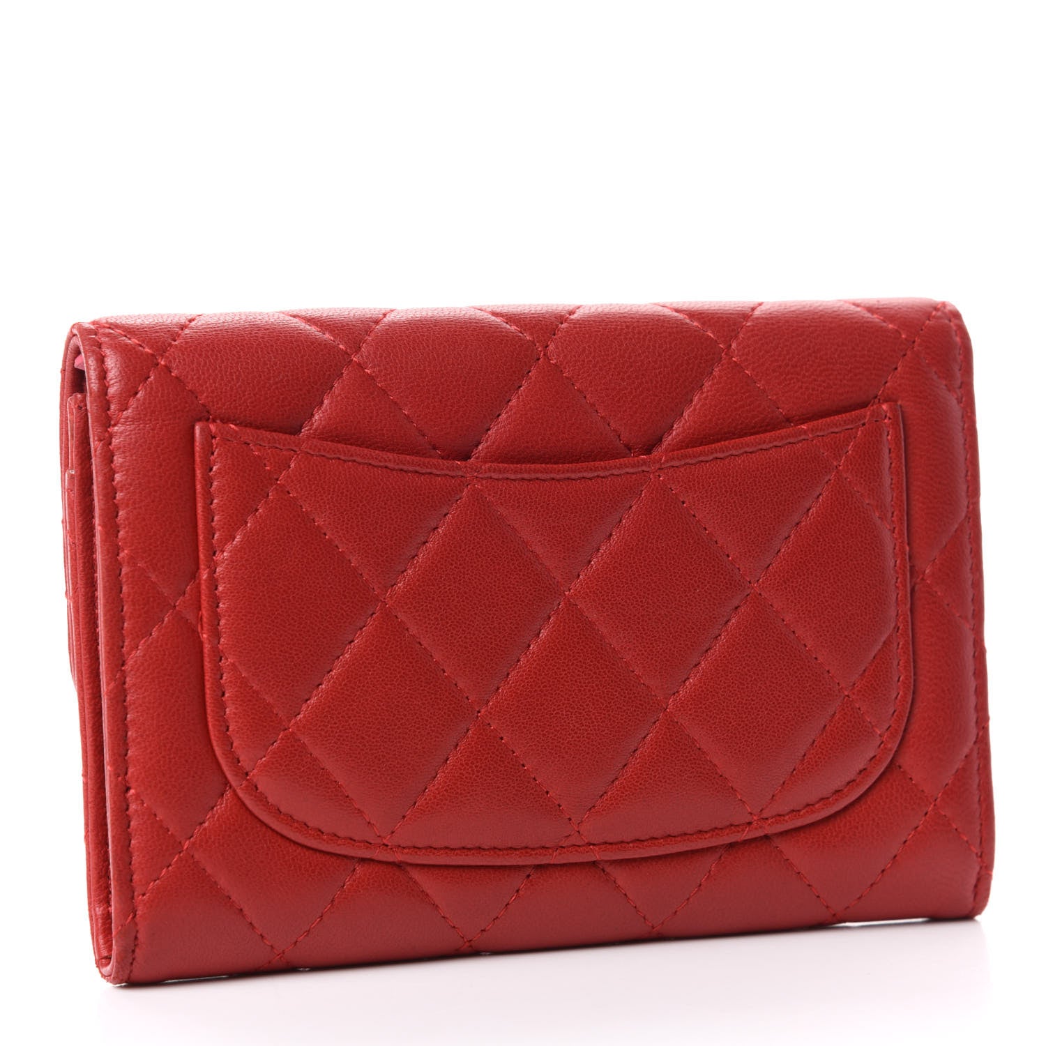Chanel Lambskin Quilted Small Flap Wallet Red 3 of 9