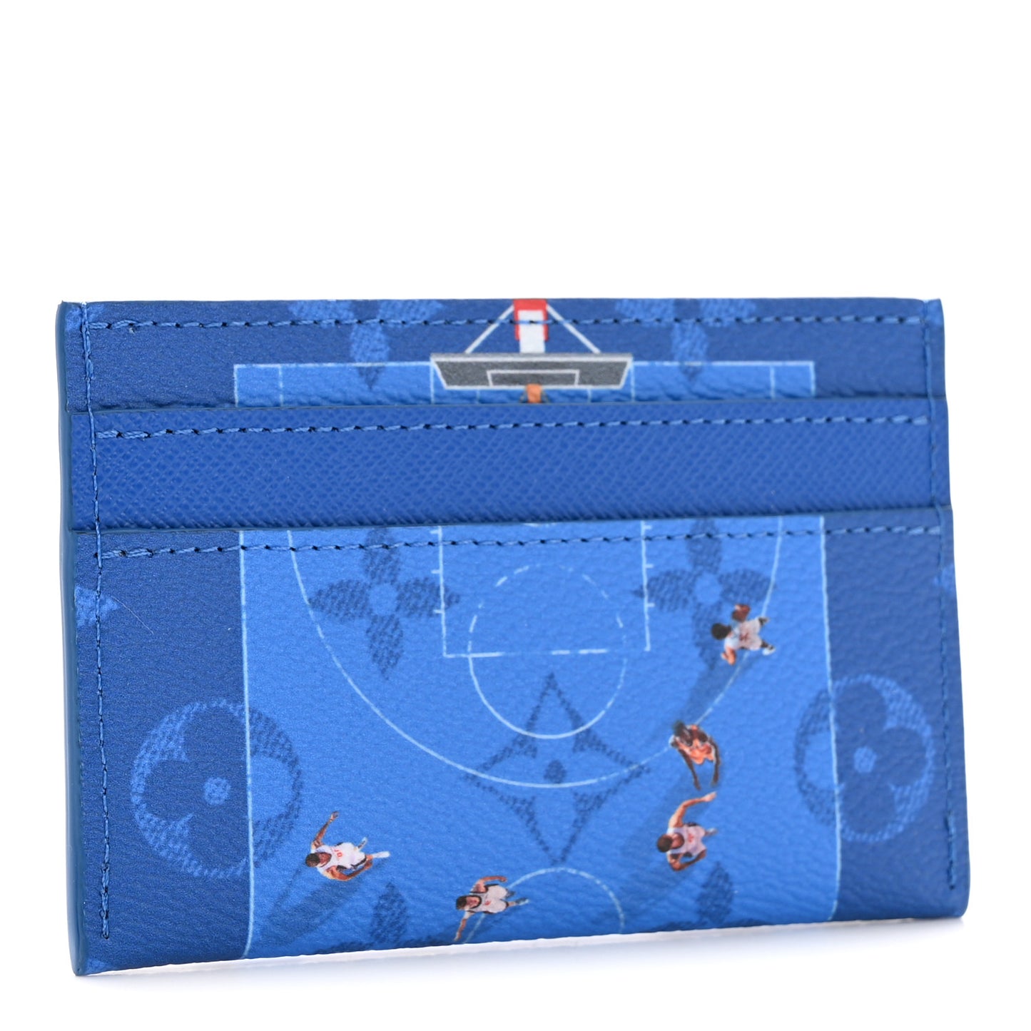 Monogram Double Card Holder Basketball Blue