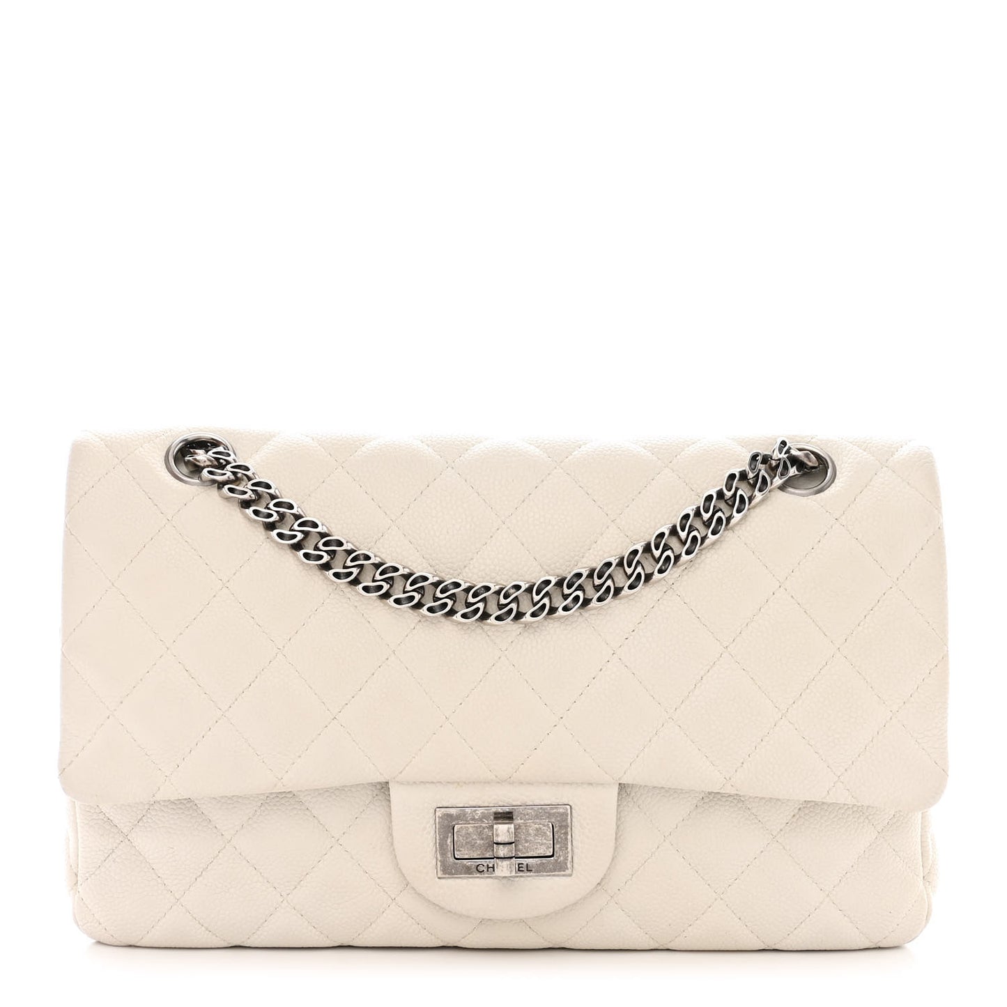 Washed Caviar Quilted 2.55 Reissue 225 Bijoux Chain Flap White