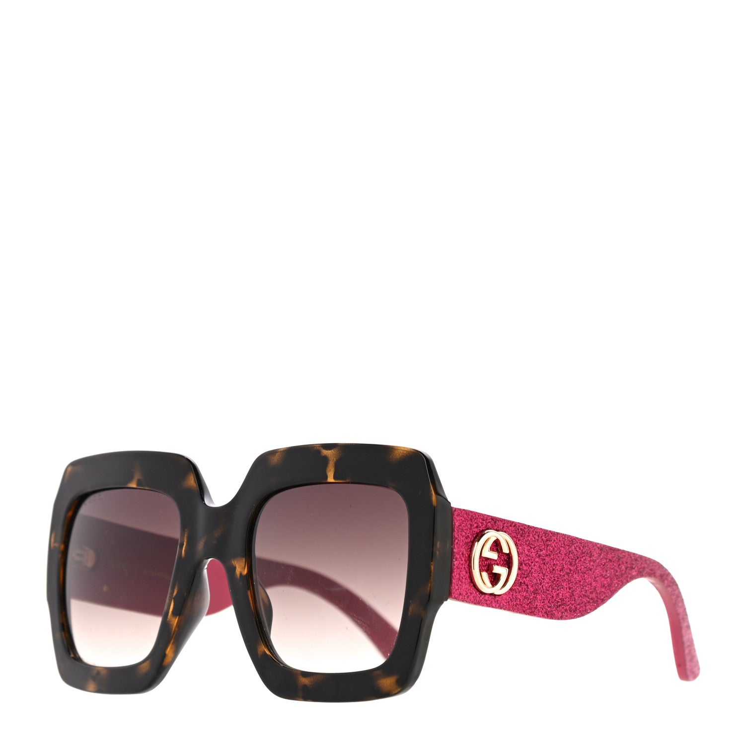 Gucci Square Frame GG0102S Sunglasses Glitter Pink Multi 1 of 7