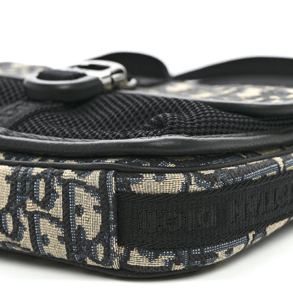 Christian Dior Oblique Jacquard Dior 8 Pouch With Strap Blue Black 10 of 10