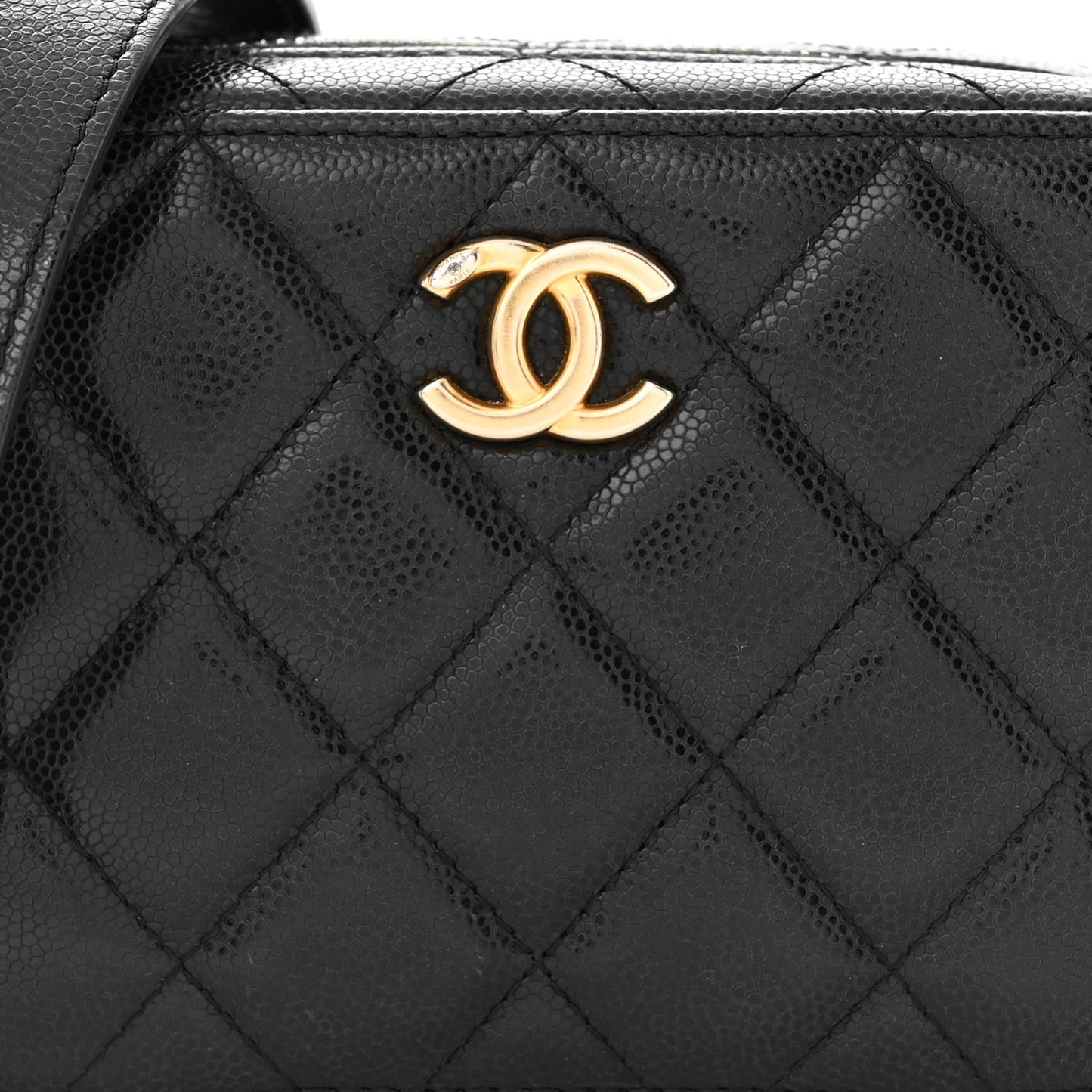 Caviar Quilted Twist Your Buttons Clutch With Chain Black