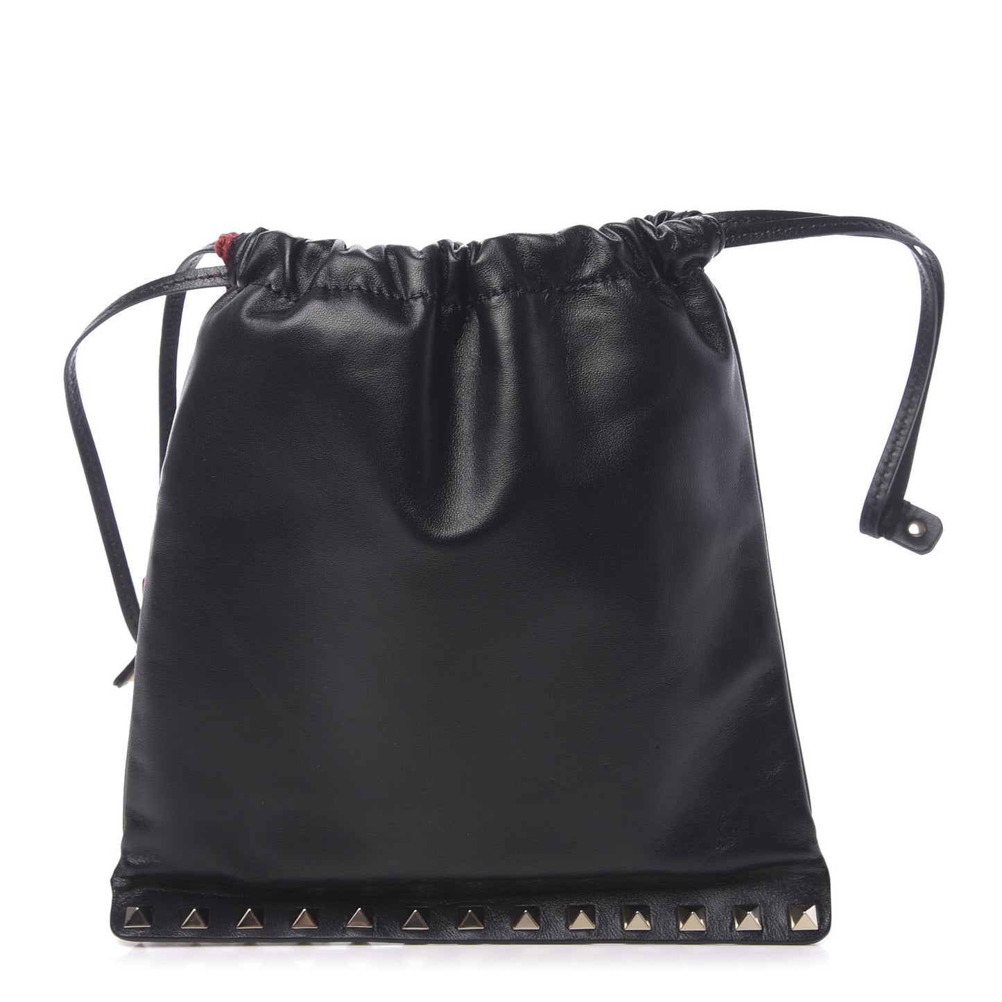 Calfskin Rockstud Drawstring Pouch Black