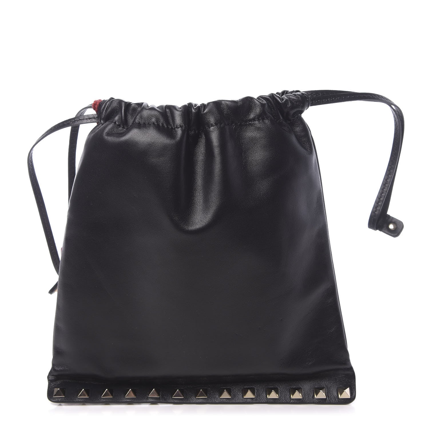 Valentino Garavani Calfskin Rockstud Drawstring Pouch Black 1 of 8