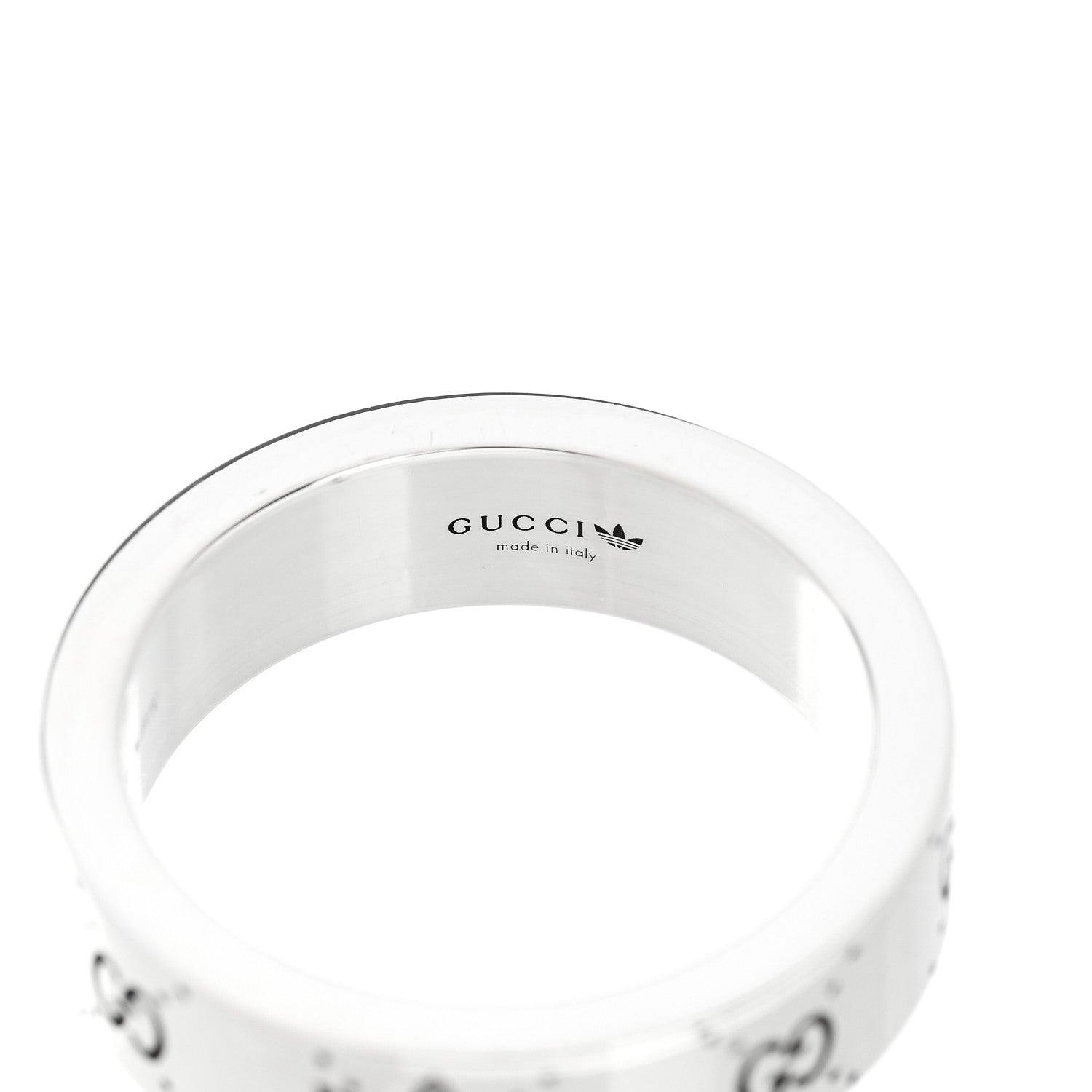 Gucci X ADIDAS Sterling Silver Trefoil GG Monogram Band Ring 57 8 4 of 6