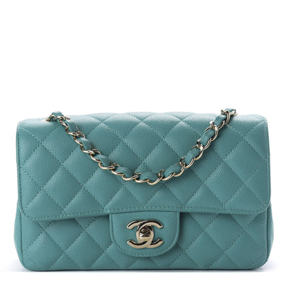 Chanel Caviar Quilted Mini Rectangular Flap Turquoise 1 of 9