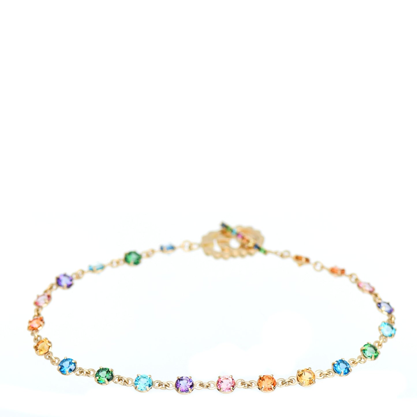 18K Yellow Gold Mixed Gemstone GG Running Bracelet