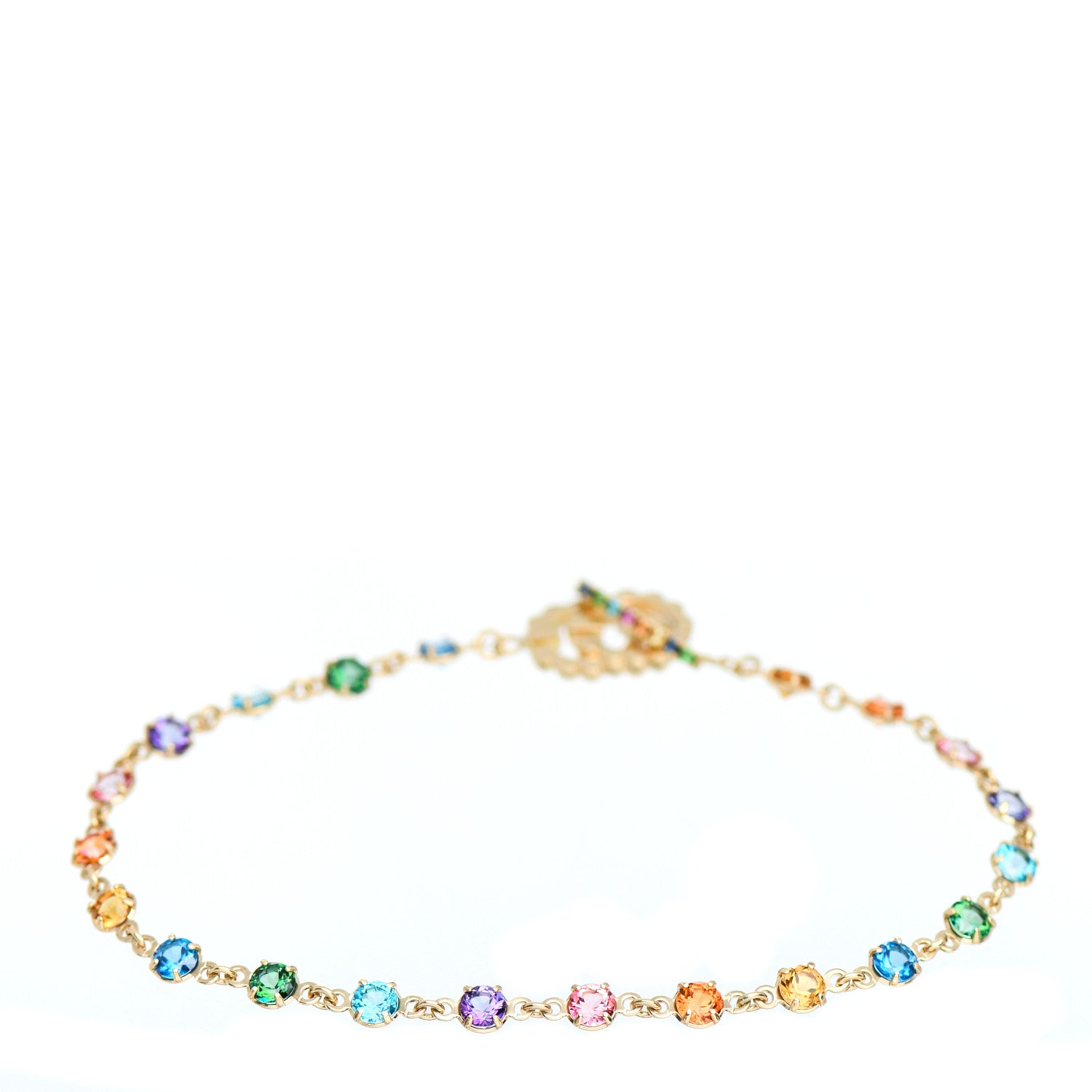 Gucci 18K Yellow Gold Mixed Gemstone GG Running Bracelet 1 of 4