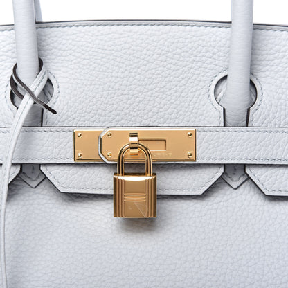 Hermes Taurillon Clemence Birkin 30 Bleu Pale 10 of 11