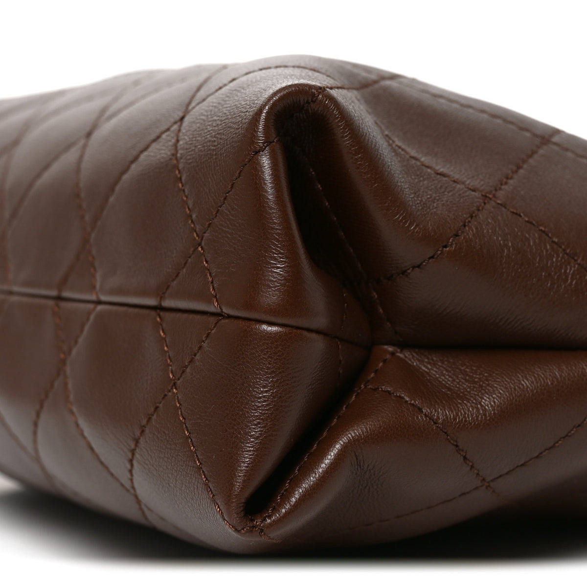 Chanel Lambskin Quilted Drawstring Shopping Bag  Dark Brown 10 of 10