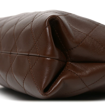 Chanel Lambskin Quilted Drawstring Shopping Bag  Dark Brown 10 of 10