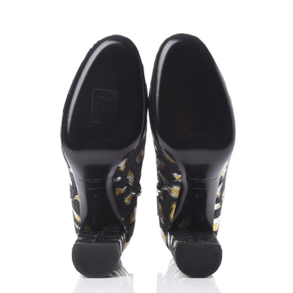 Saint Laurent Jacquard Leopard Loulou Ankle Boots 37 Oro 6 of 9